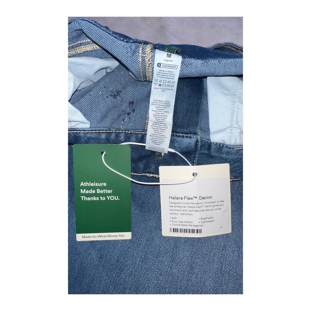 Halara Flex Denim Wide Leg Cuffed Jeans Medium Wash Blue High Waisted Size M - Picture 3 of 5